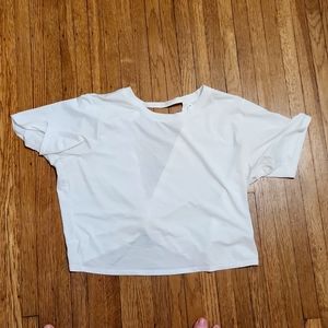 White Workout Crop Top w/ Cut Out